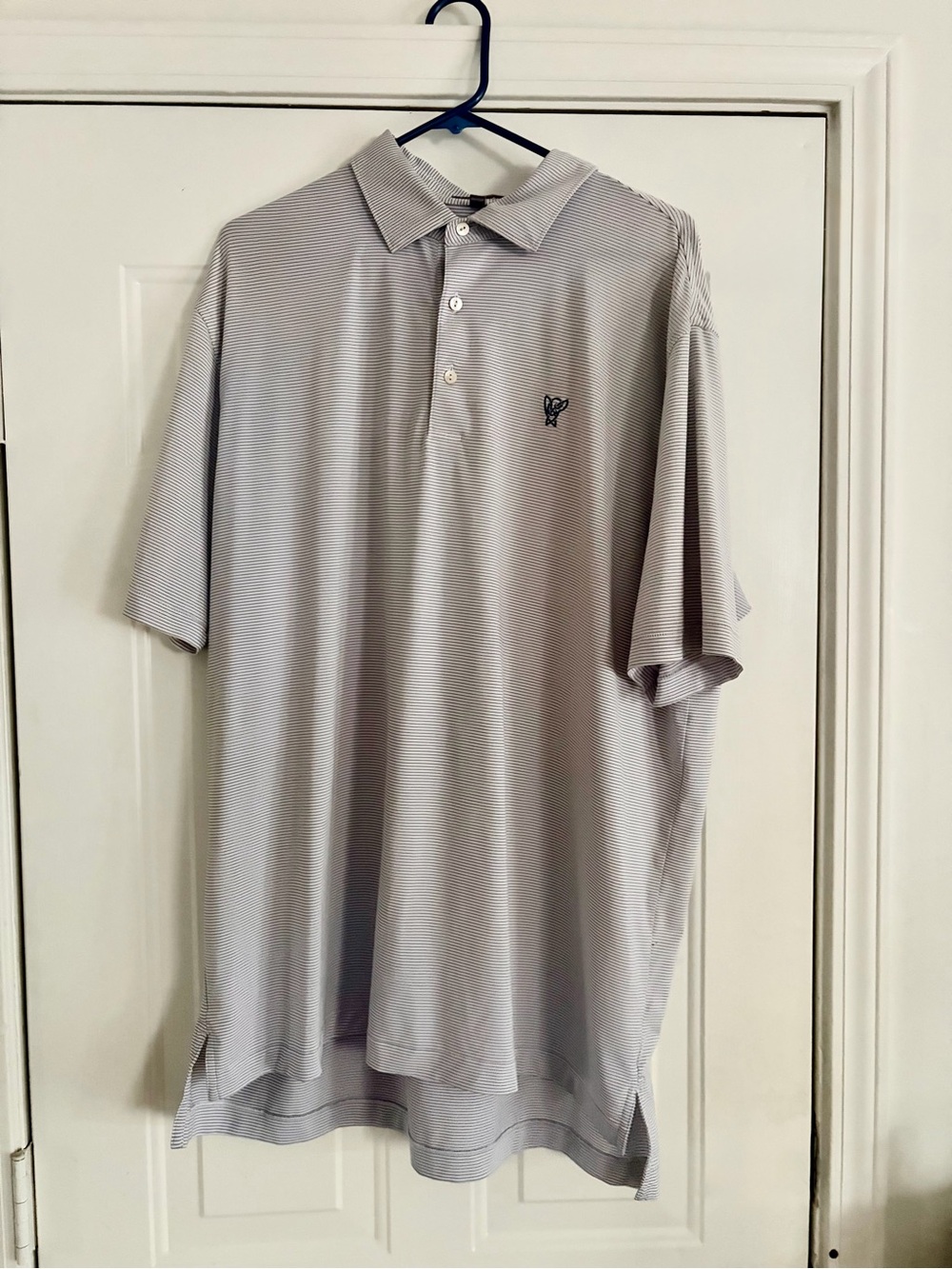 Peter Millar Light Gray Striped Polo